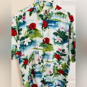 Vintage Tori Richard MadeinUSA 100%Viscose Vacation Themed‎ Mens L Short Sleeve